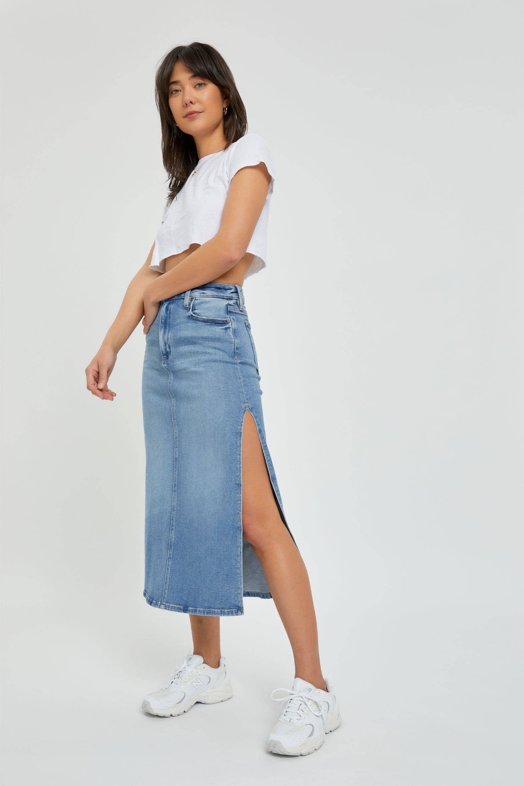 Peyton Midi Skirt With Side Slit Spring-Summer Hidden Jeans