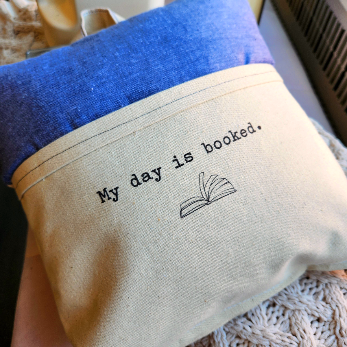 Reading Pillow- My Day is Booked, Chambray Core Desmond Brown
