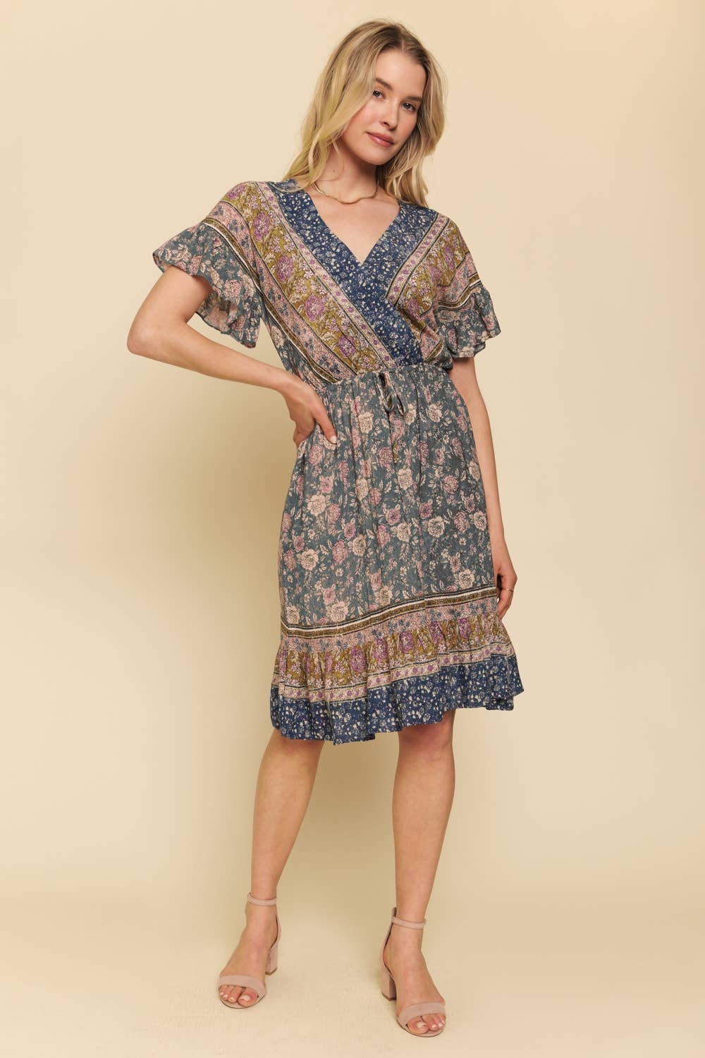 Ruffled Border Print Dress Spring-Summer Mystree