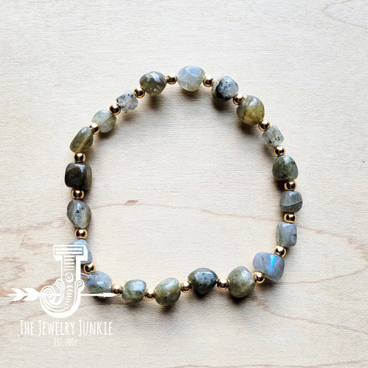 Genuine Labradorite and Gold Stretch Bracelet Core The Jewelry Junkie