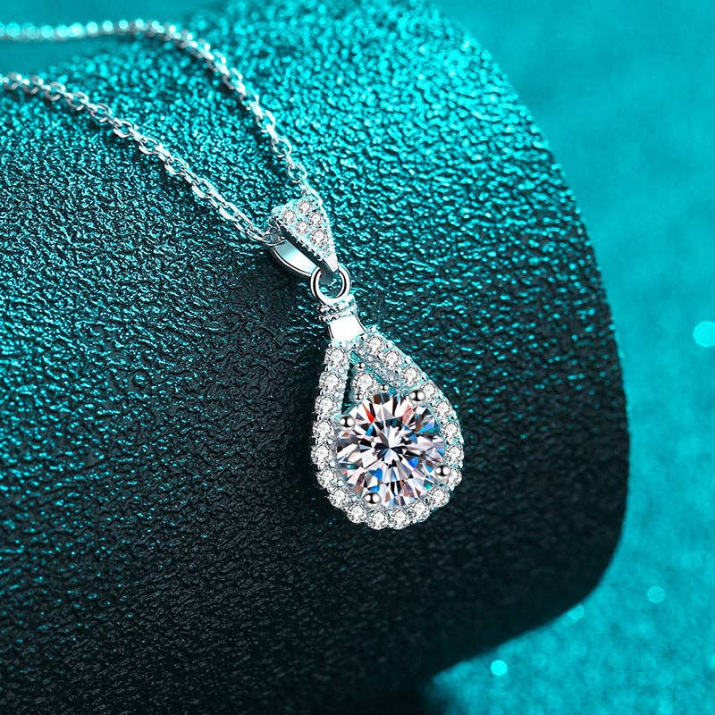 Teardrop Moissanite Pendant Necklace in 925 Sterling Silver Core Perimade & Co. LLC