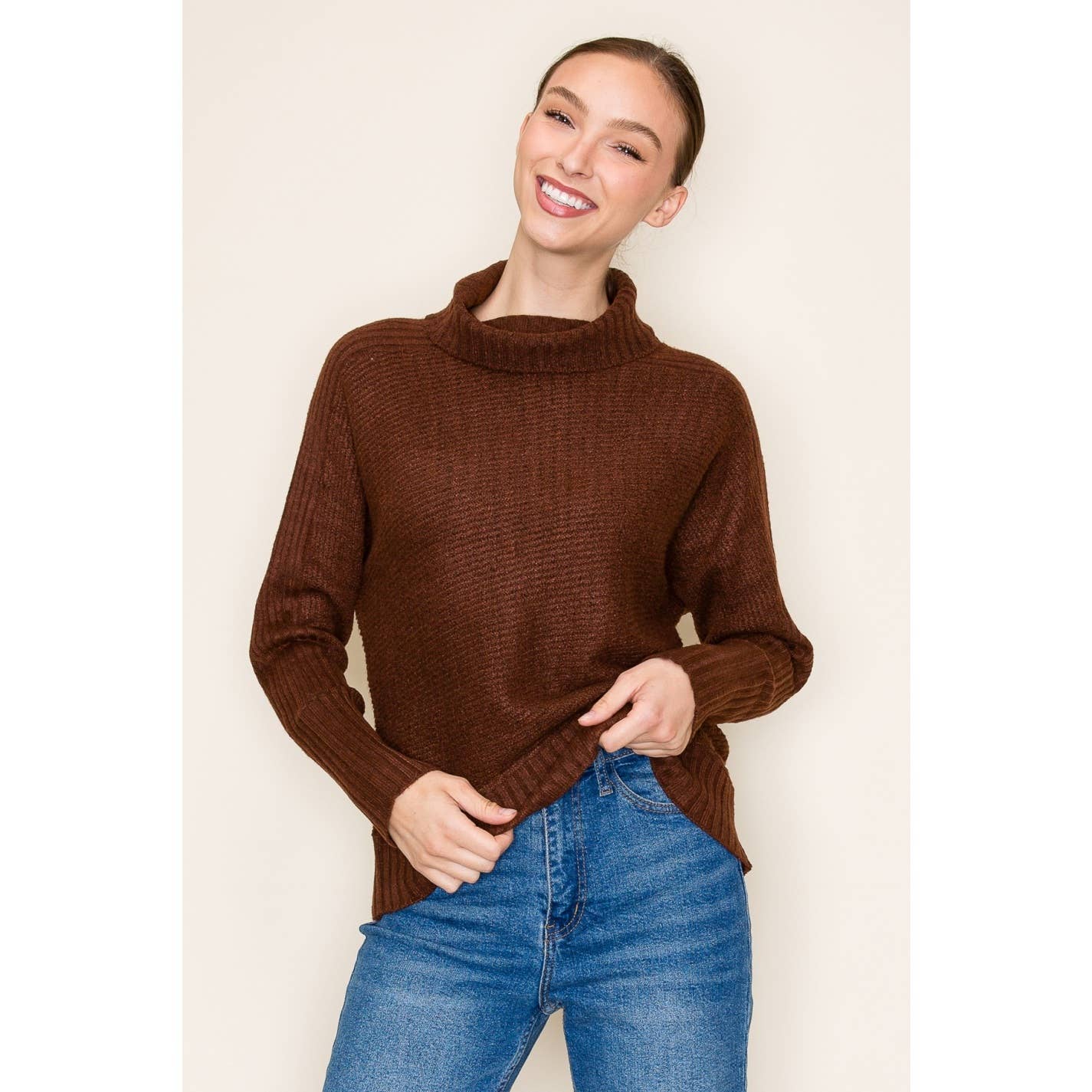 STACCATO - RIBBED TURTLE NECK LONG SLEEVE PULLOVER SWEATER  STACCATO