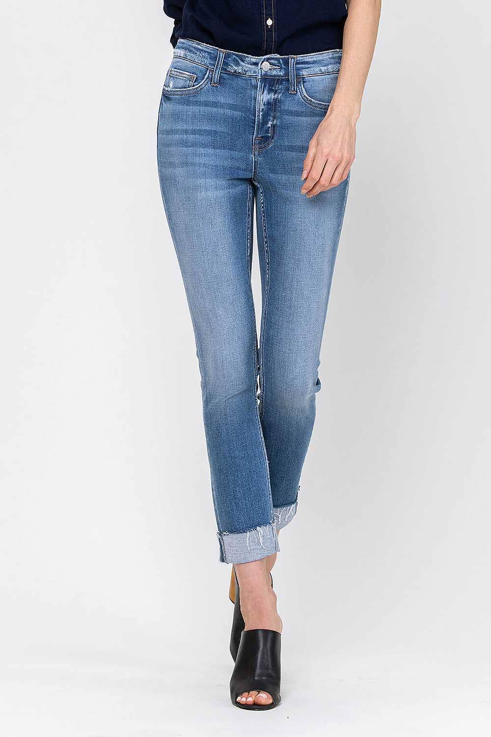 JANET MID RISE CUFFED CROPPED STRAIGHT JEANS Spring-Summer FLYING MONKEY