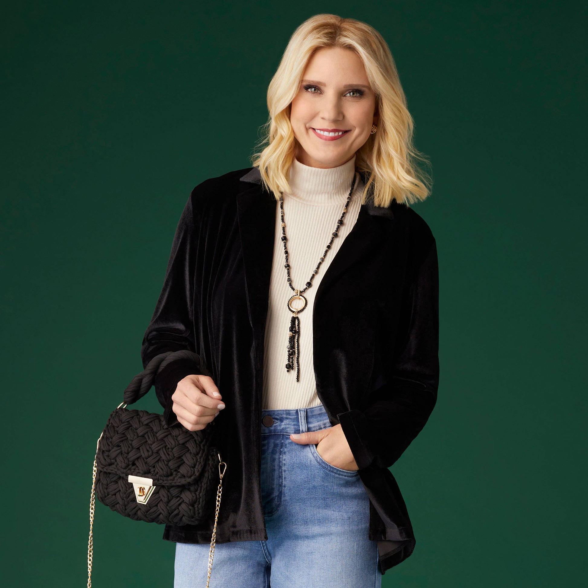 Black Penny Velour Cardigan Fall-Winter COCO + CARMEN
