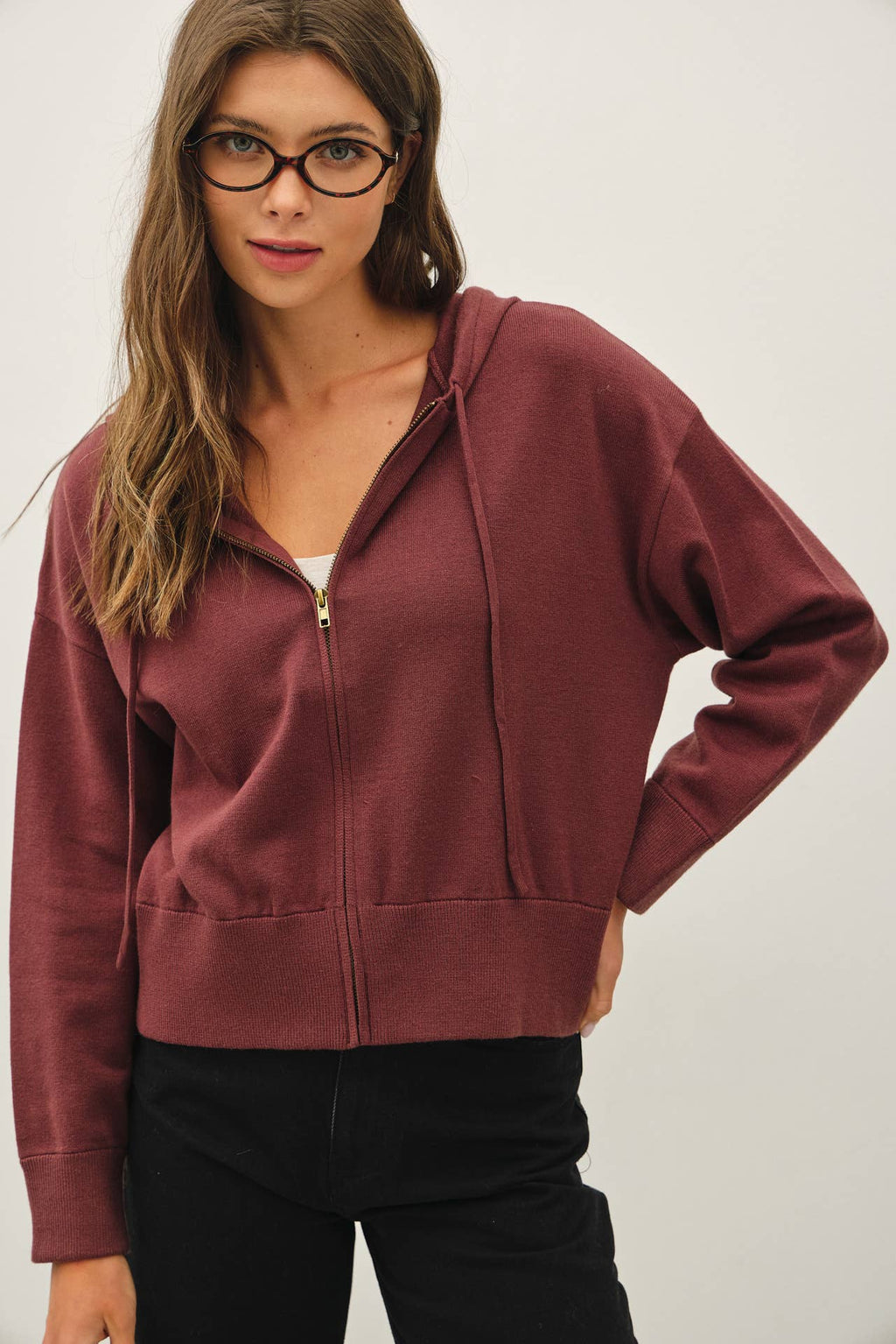ULTRA COMFY RIBBED KNIT HOODIE JACKET