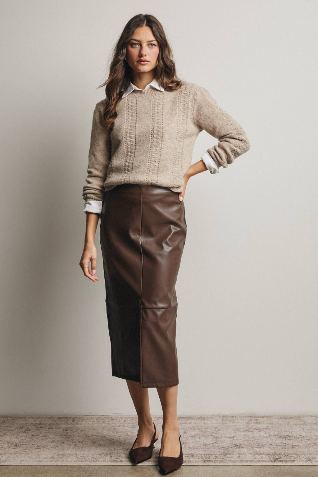 Textured Cable Stitch Pullover Sweater