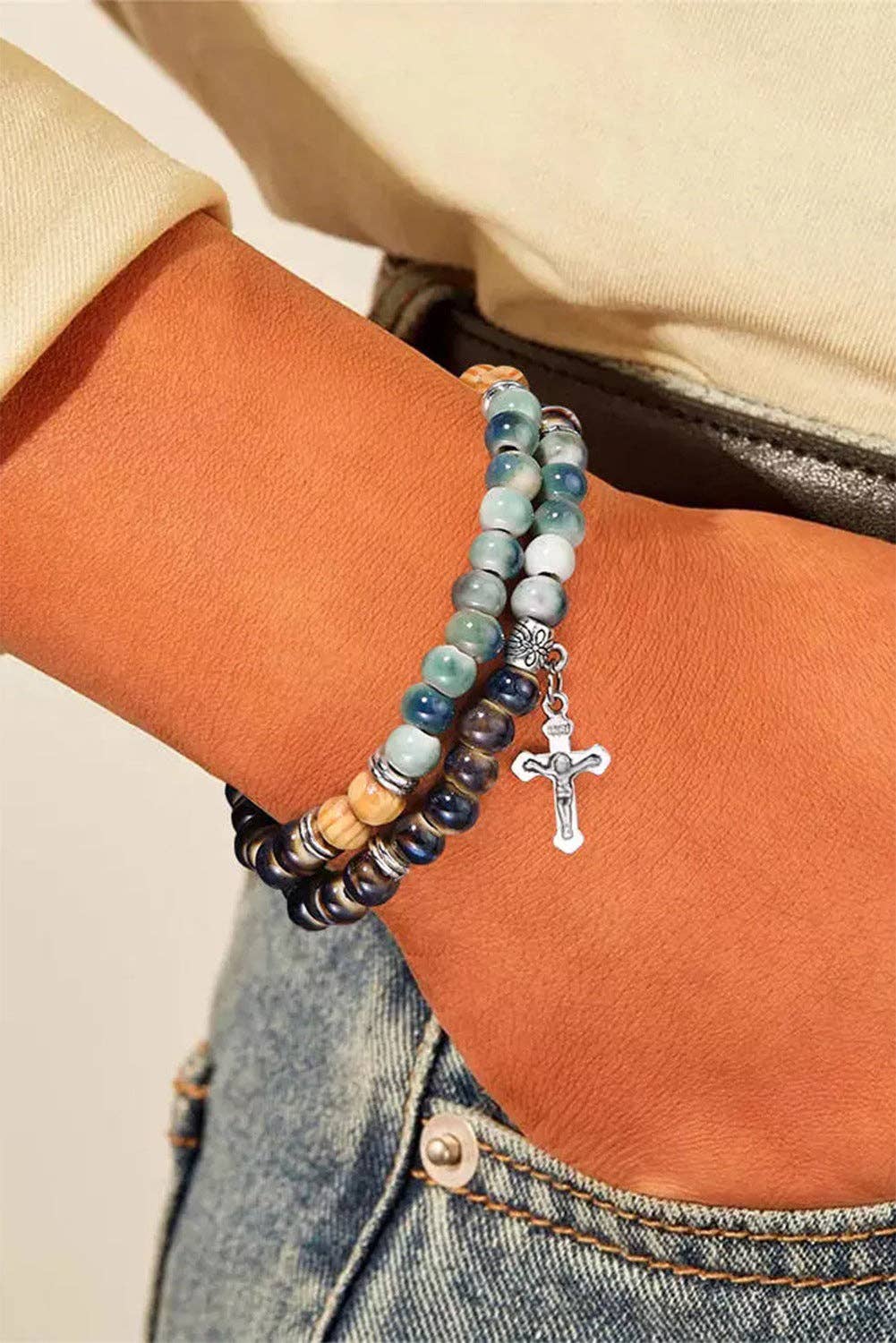 Multicolor Double-Layered Cross Beading Bracelet Spring-Summer Zeal Onyx, L.L.C.