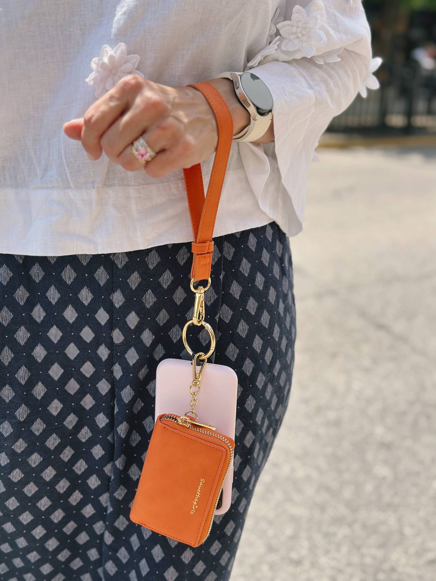 Tangerine Clip & Go Brushed Vegan Leather Phone Lanyard - Rfid Pouch Fall-Winter Save The Girls