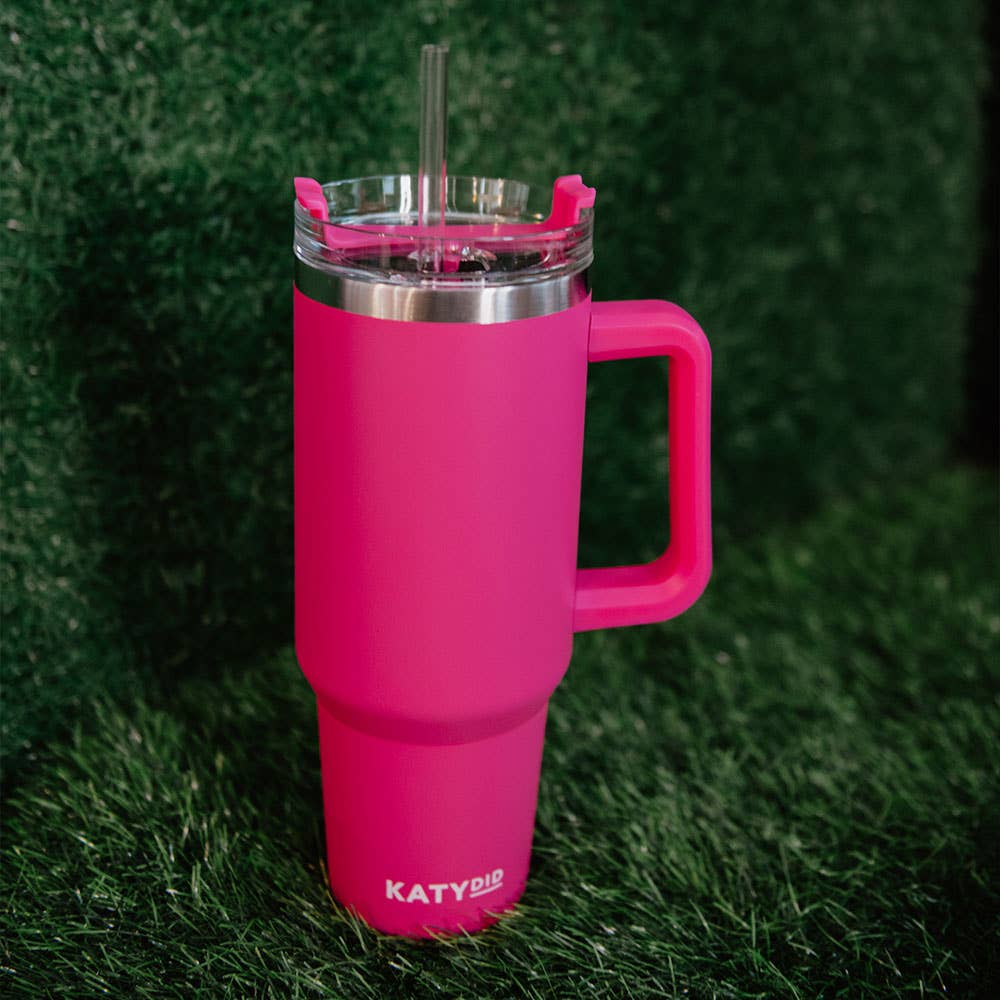 Hot Pink 40 Oz Tumbler Cup with Handle Core Katydid