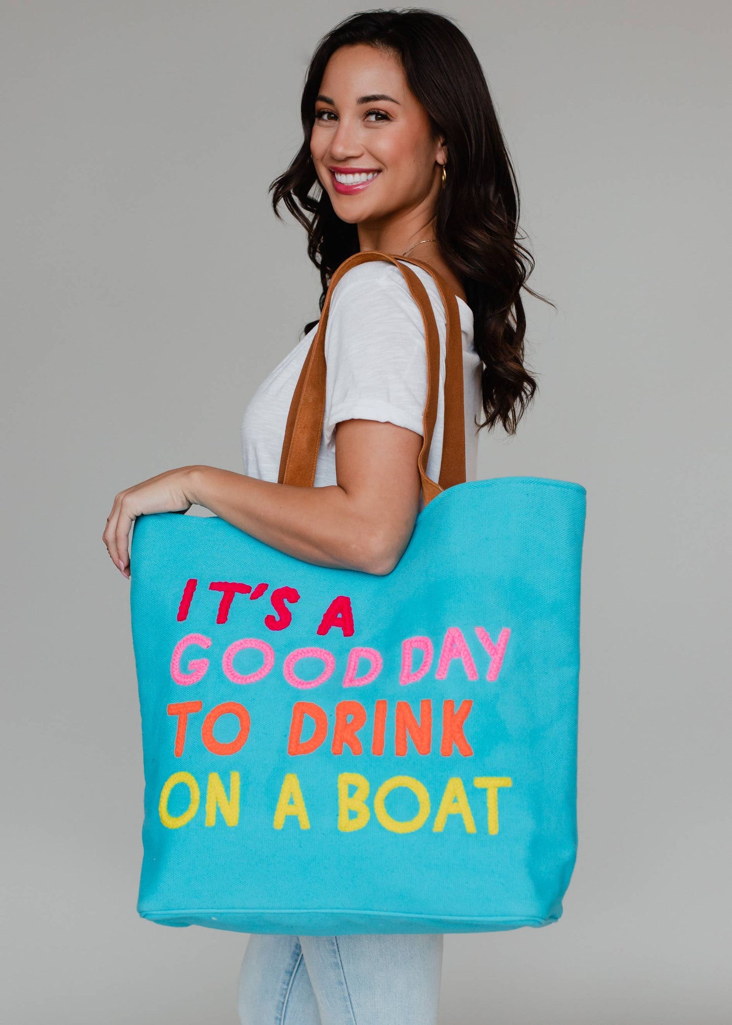 Blue Drink On A Boat Tote Spring-Summer Panache Apparel Co.