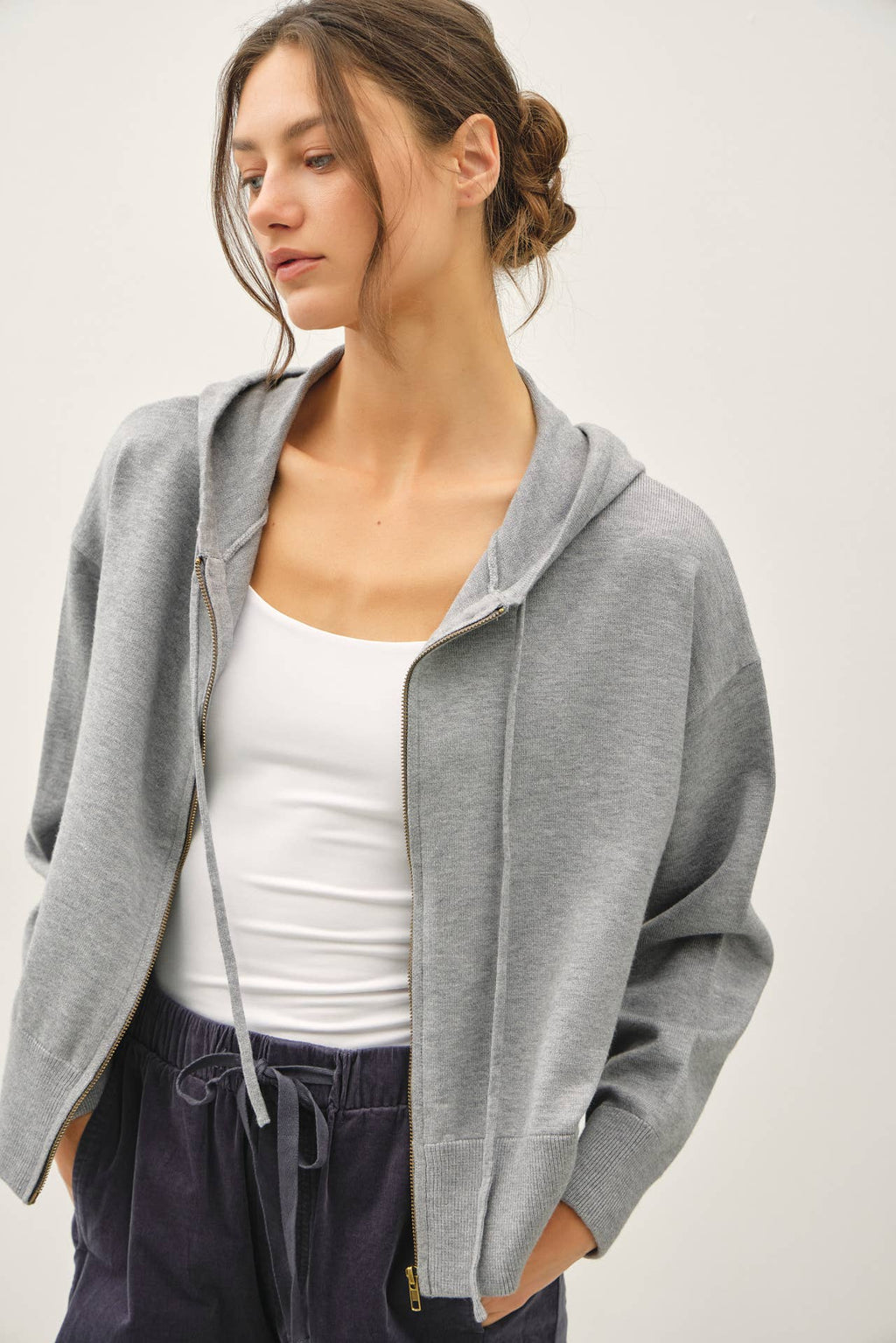 ULTRA COMFY RIBBED KNIT HOODIE JACKET