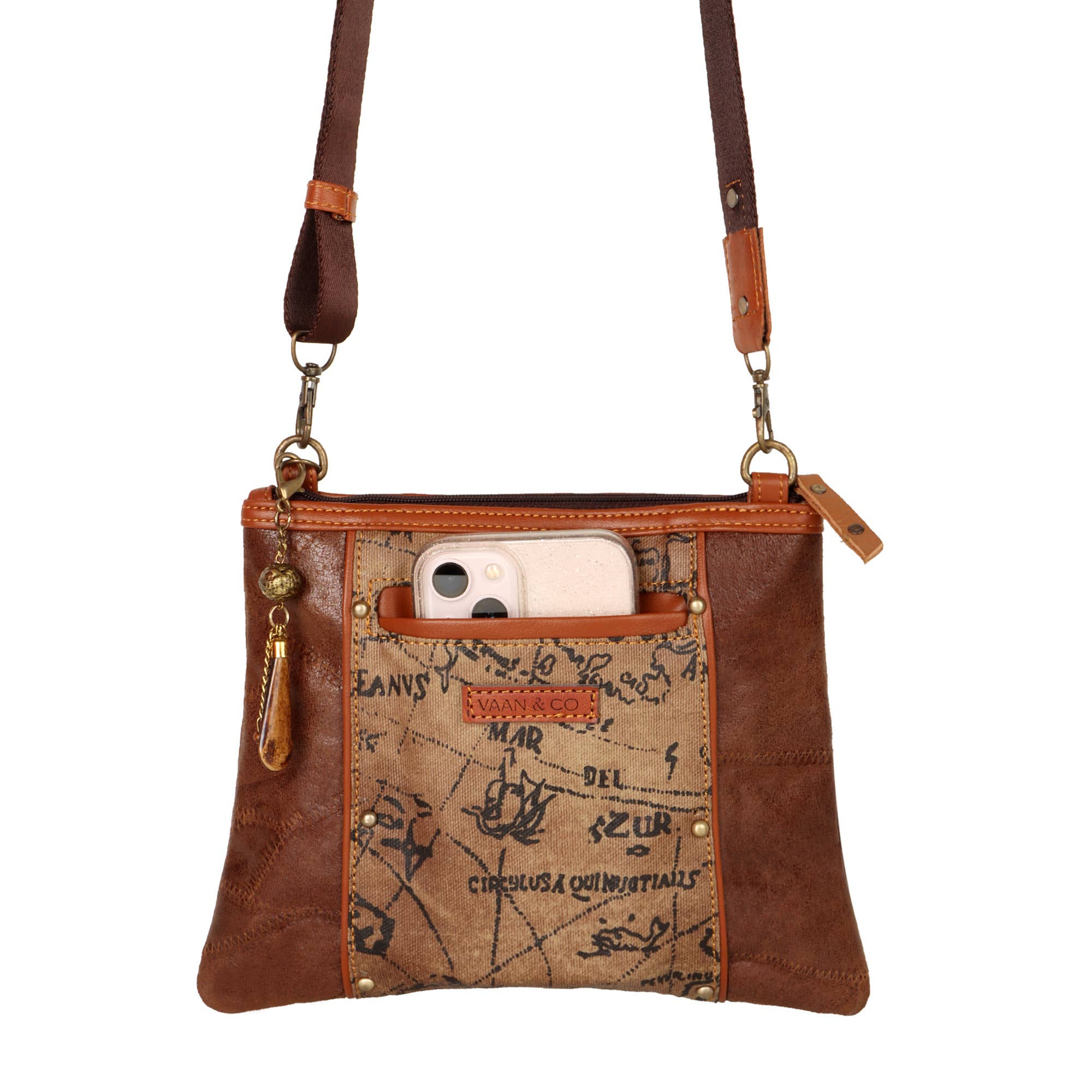 Vaan & Co. - Noa Angled Crossbody Bag - Upcycled Leather & Canvas