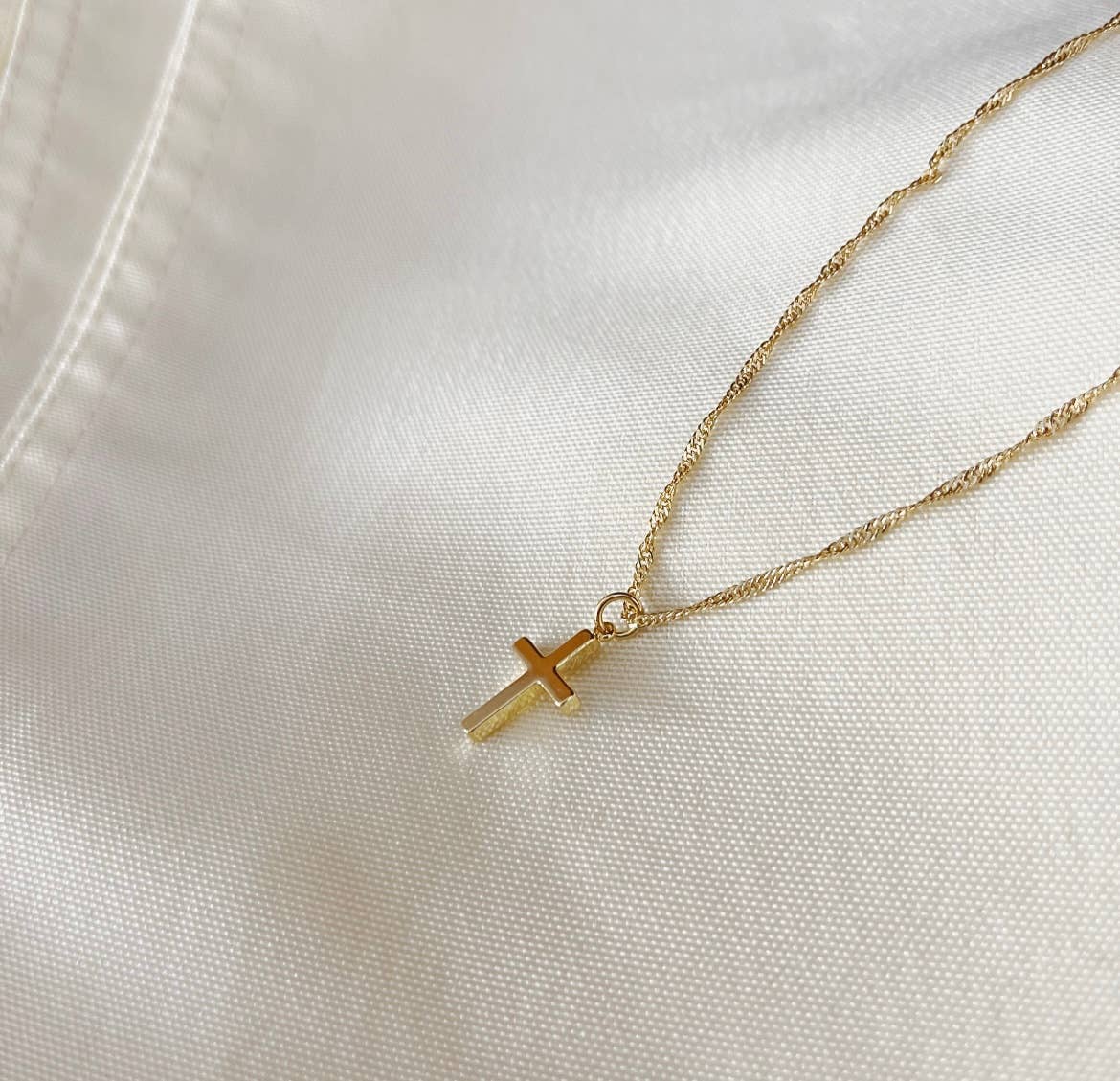 Religious Minimalist Gold Filled Cross Necklace Core Lani Lane Boutique
