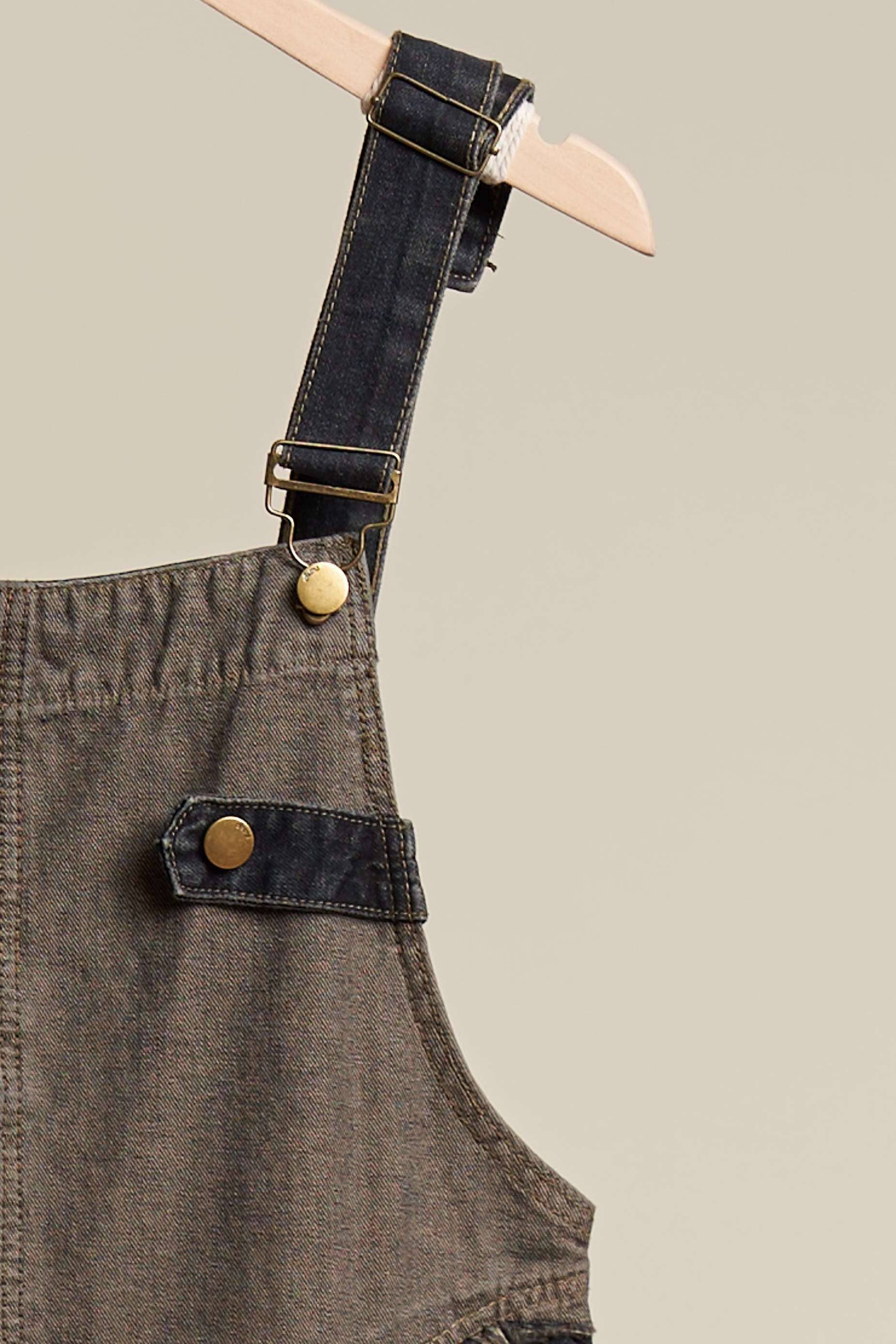 Denim Overall Dress | Trendy Denim Color Block Overall Dress