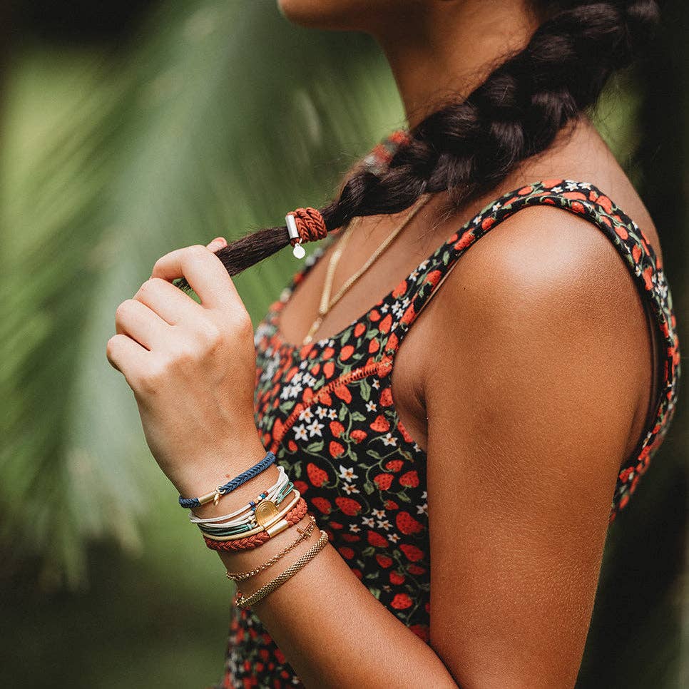 K'lani hair tie bracelets - "Imagine" Gold Rainbow Themed Hair Tie Bracelets
