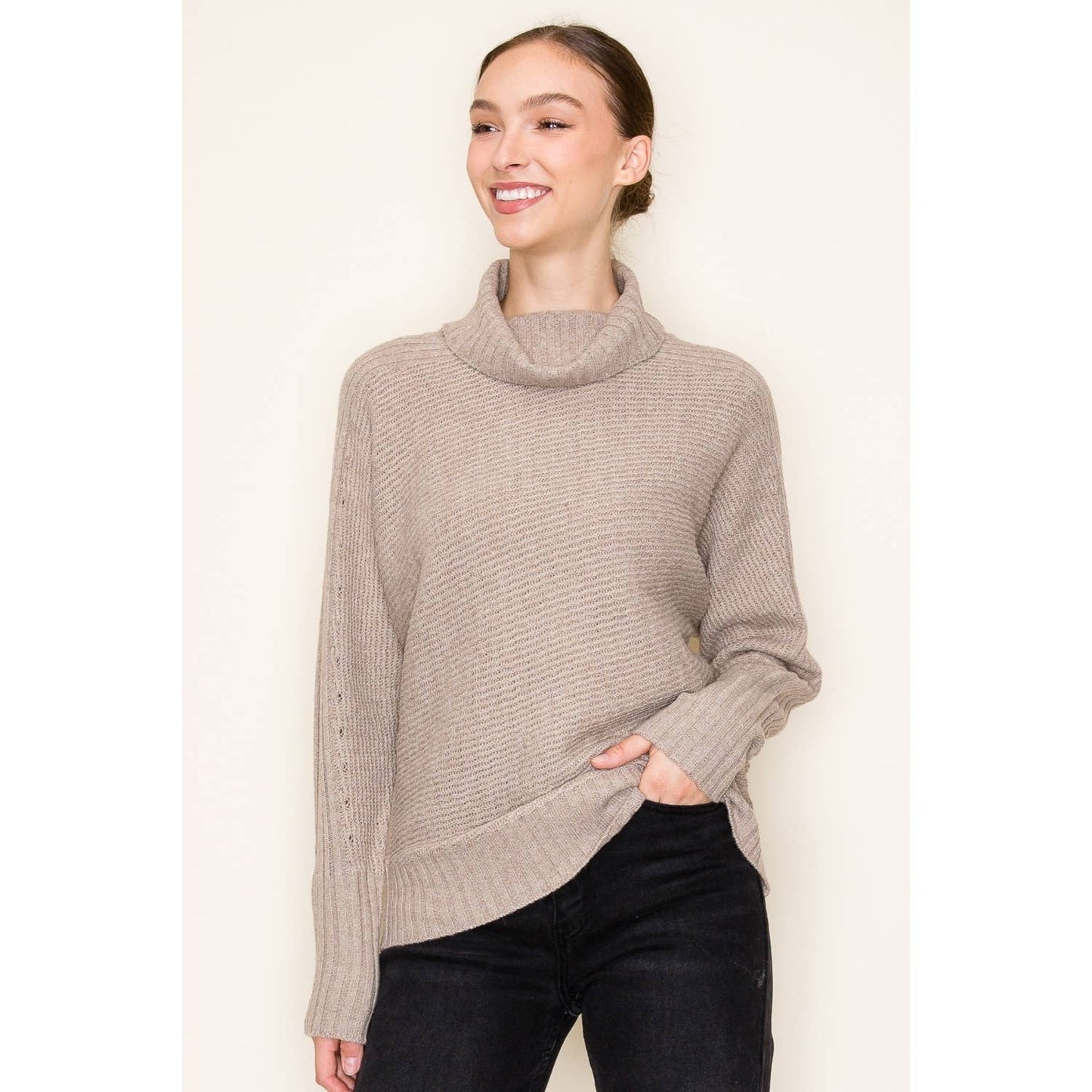 STACCATO - RIBBED TURTLE NECK LONG SLEEVE PULLOVER SWEATER  STACCATO