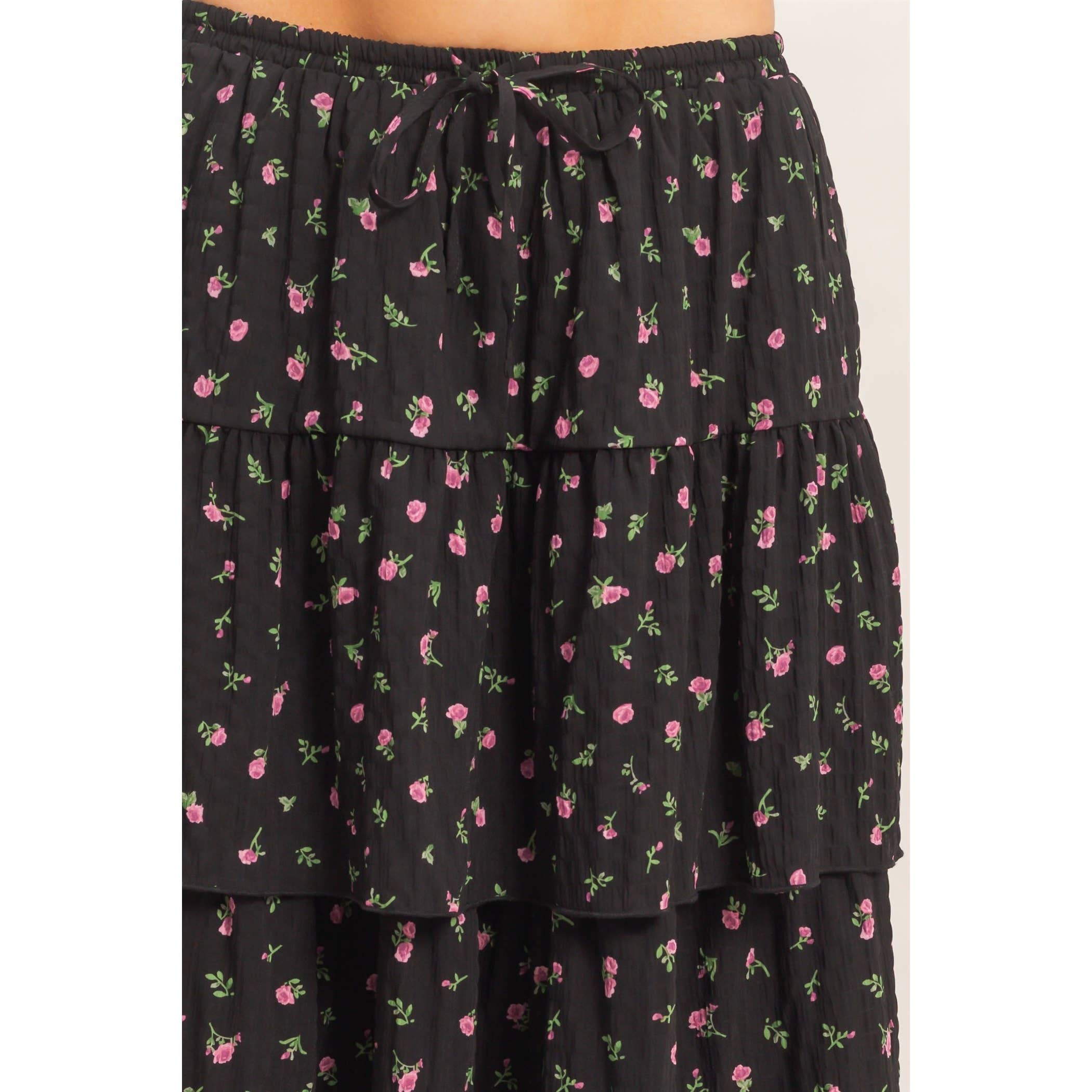 Tiered Floral Print Skirt