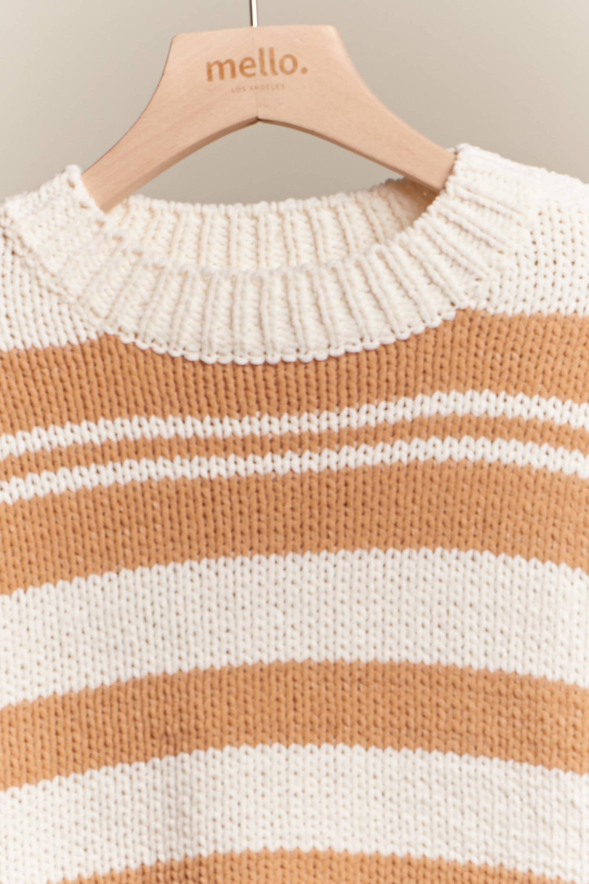 Beige Round Neck Multi Stripe Sweater Fall-Winter Mello.