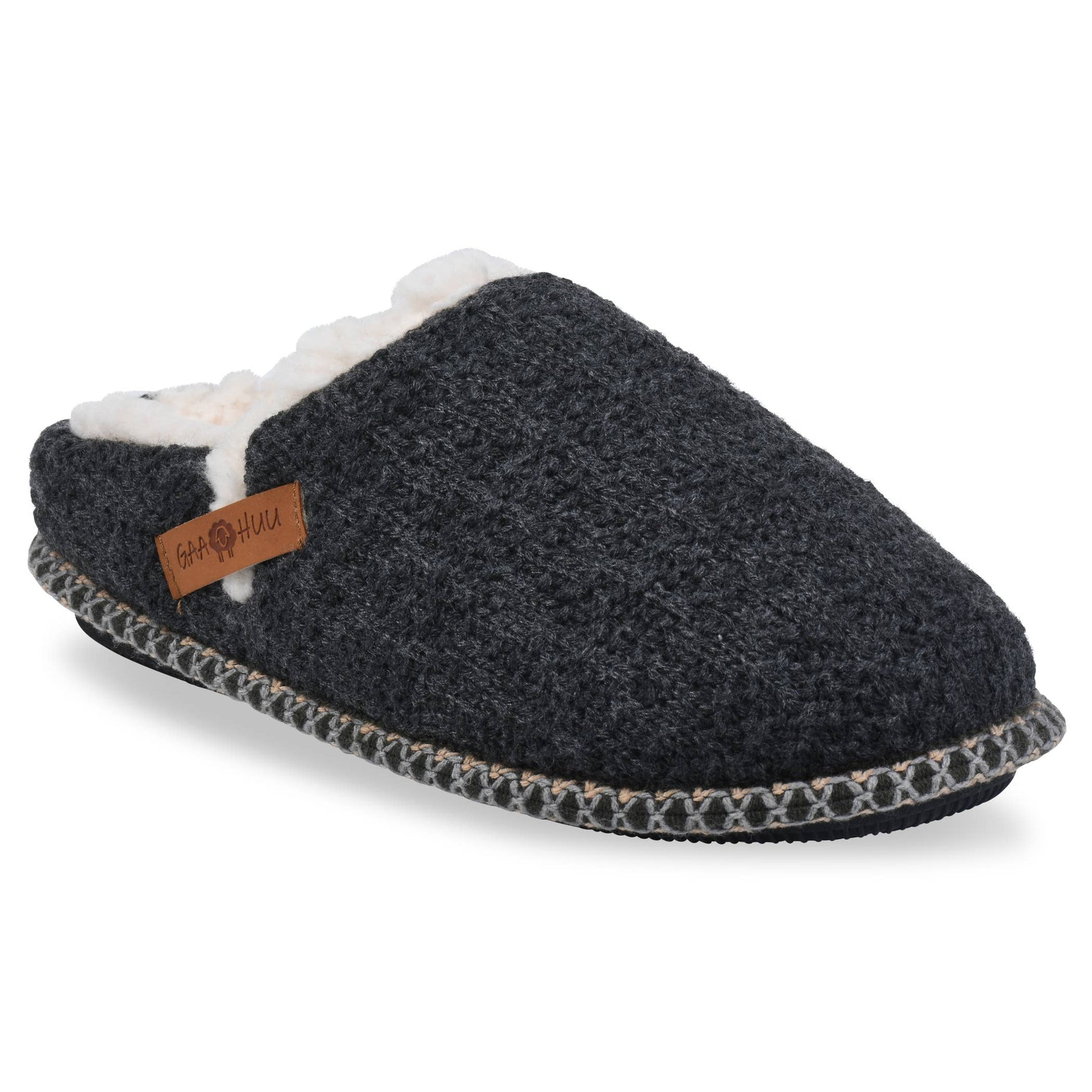 Womens textured knit clog with faux shearling lining gaahuu