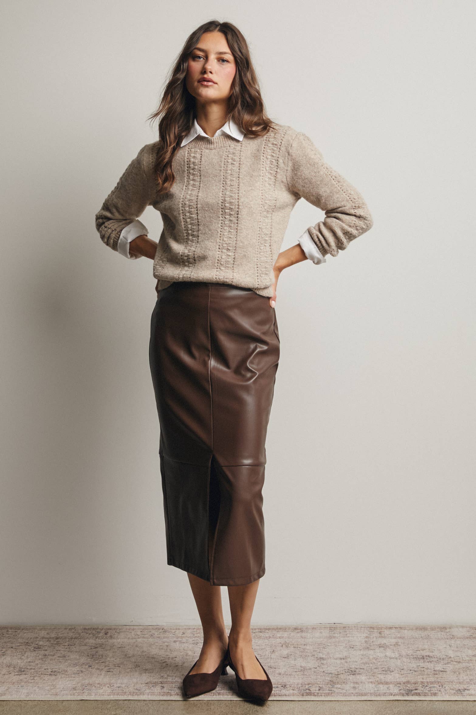 Textured Cable Stitch Pullover Sweater