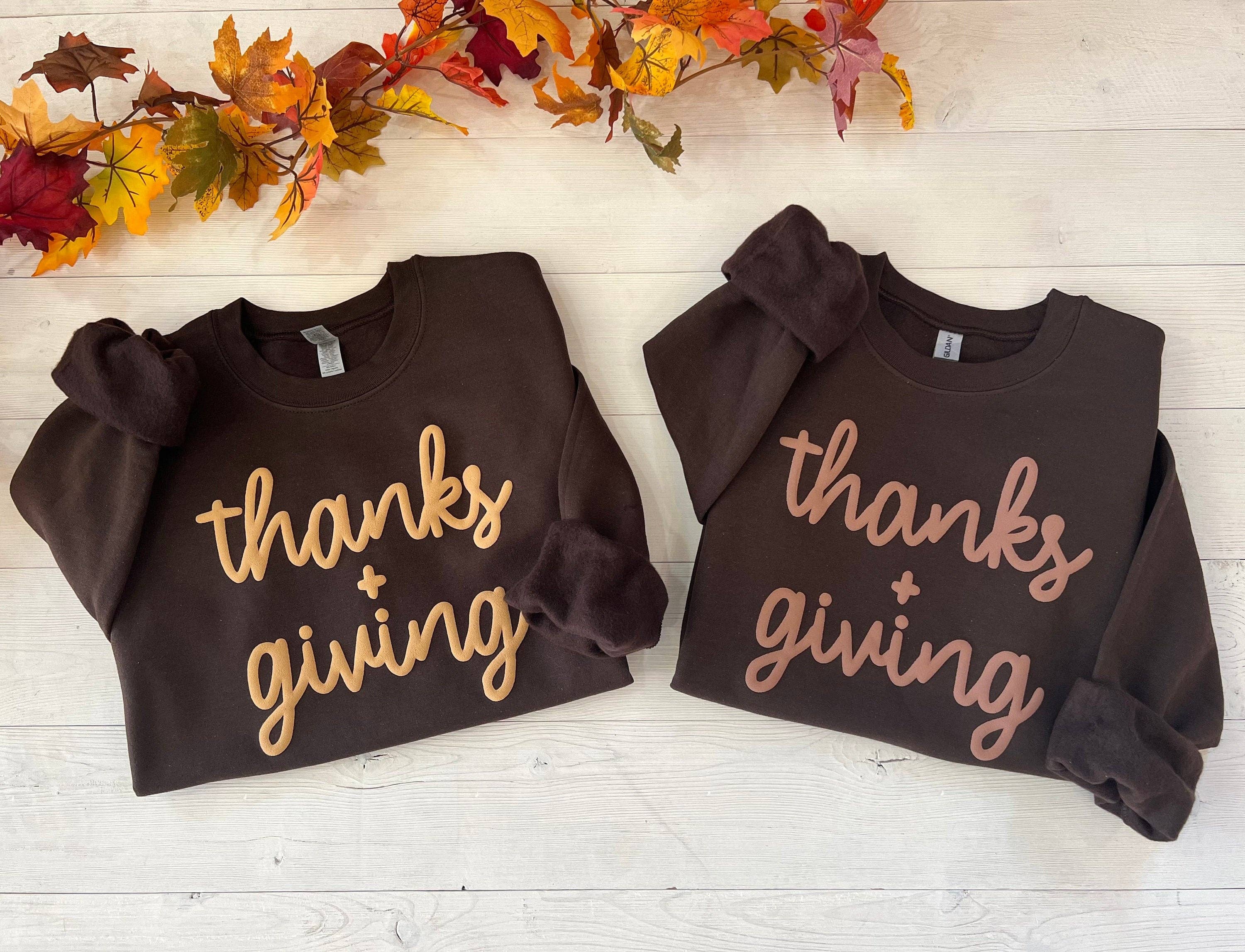 Embossed Thanks + Giving Crewneck Sweatshirt