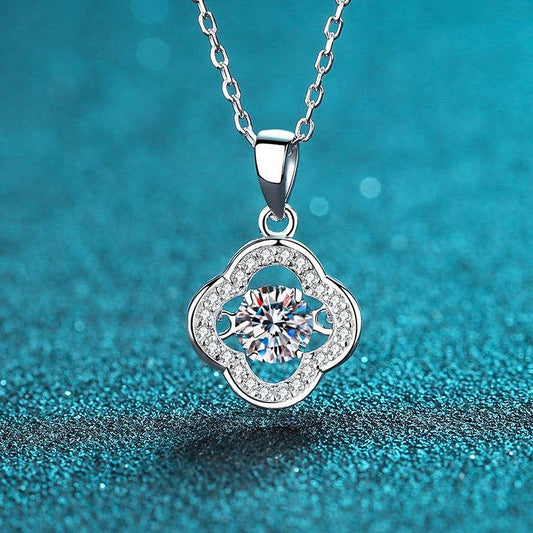 Four Leaf Clover Moissanite Necklace in 925 Sterling Silver 0.5ct Core Perimade & Co. LLC