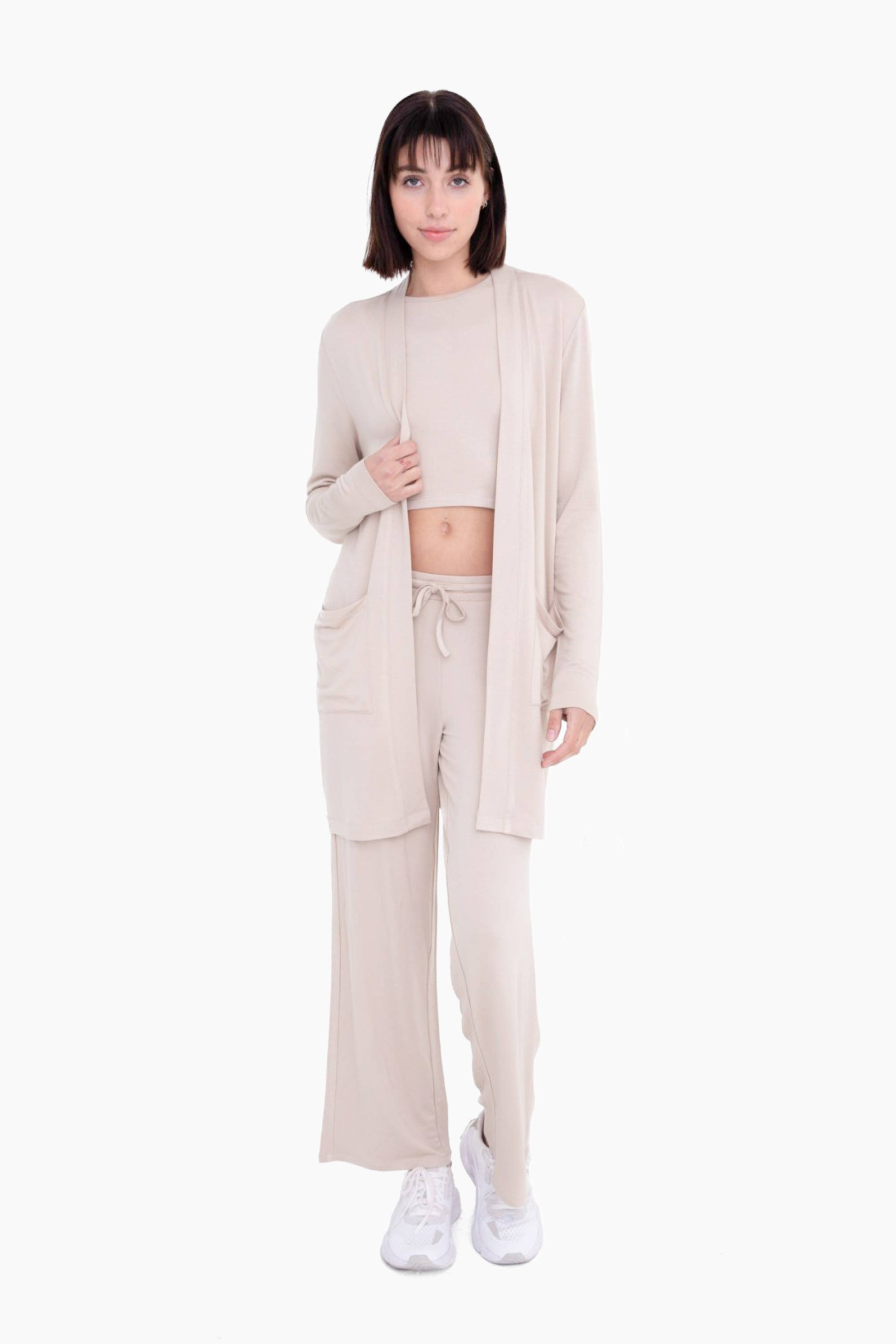 Open-Front Terry lounge Cardigan: NATURAL Spring-Summer Mono B