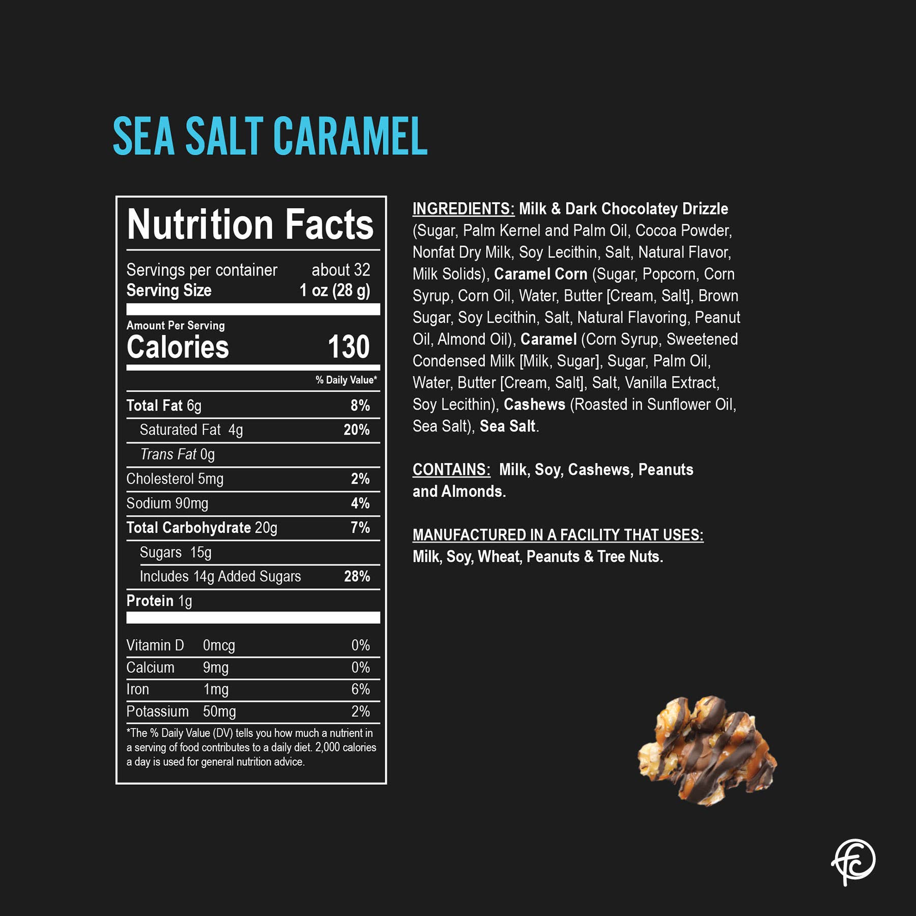 Sea Salt Caramel 19 oz canister | Chocolate Popcorn Core Funky Chunky