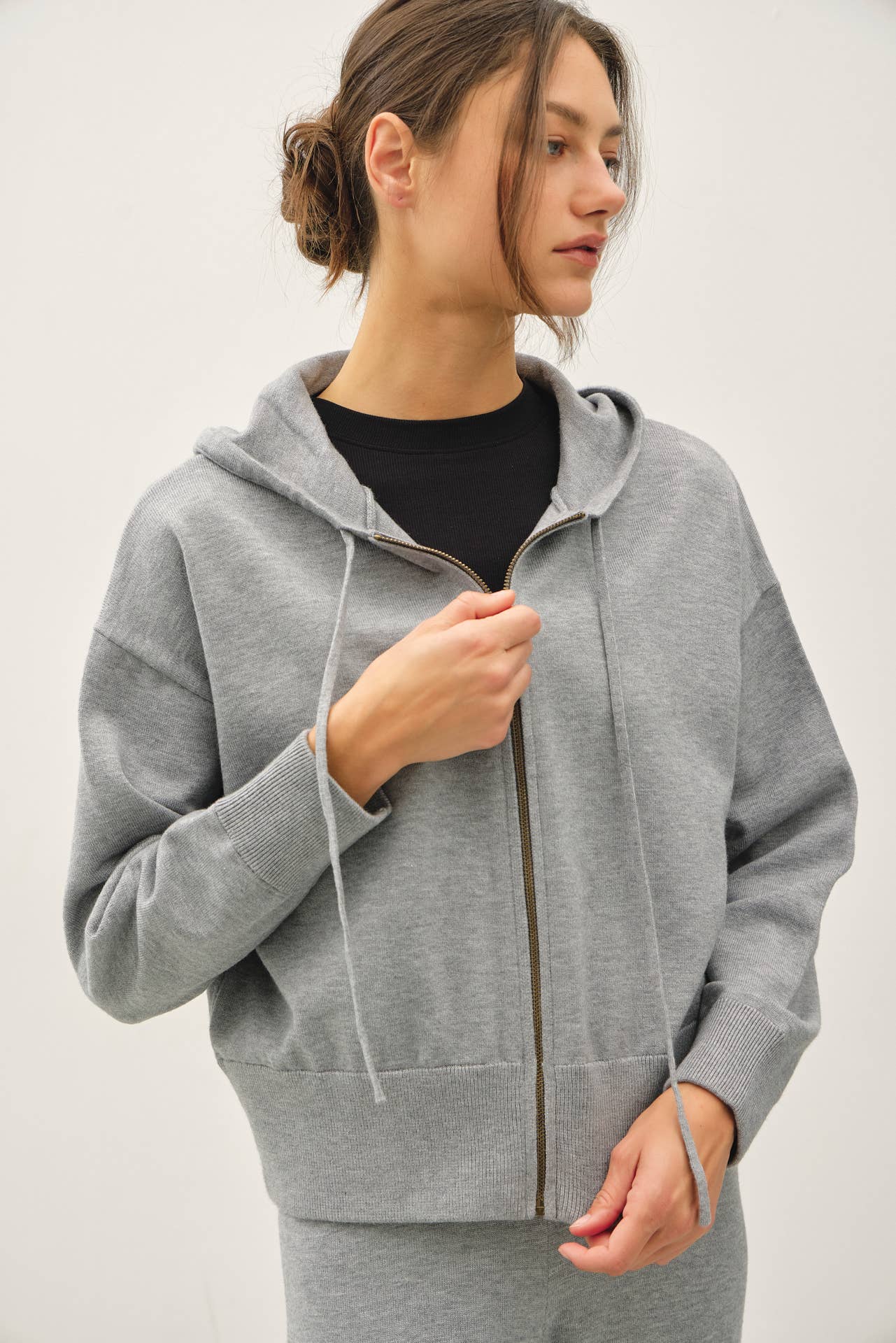 ULTRA COMFY RIBBED KNIT HOODIE JACKET