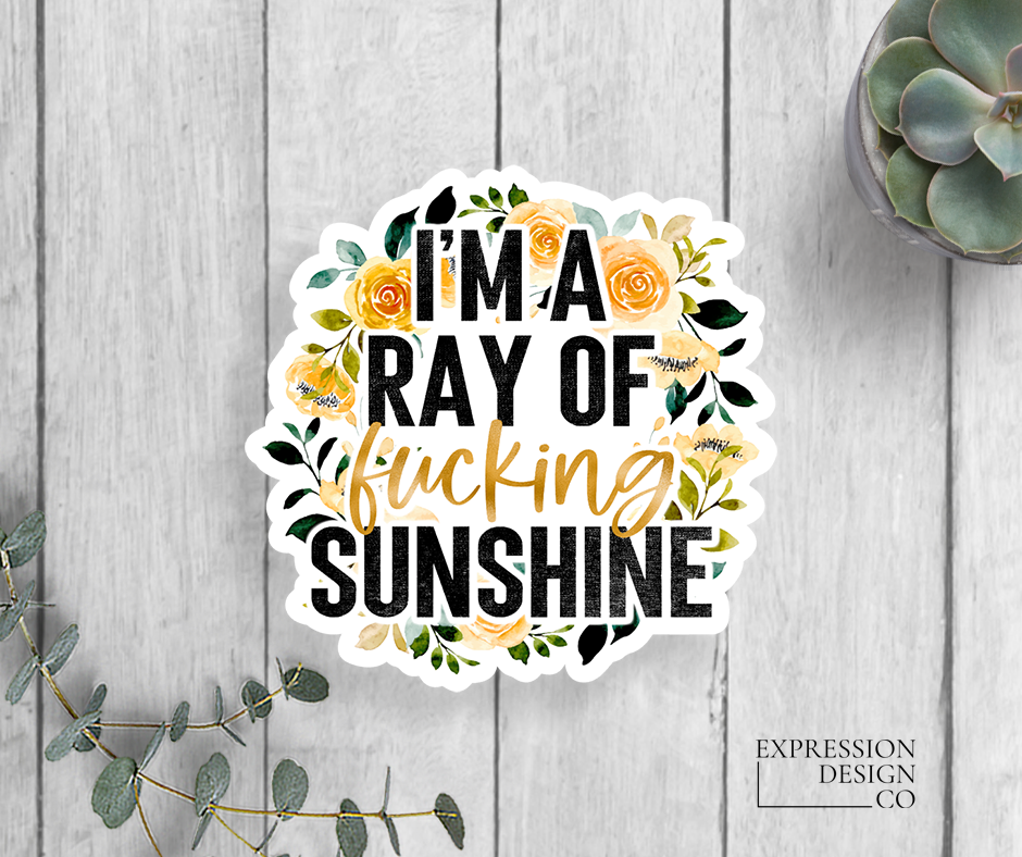 I'm A Ray Of F***ing Sunshine Vinyl Sticker Core Expression Design Co