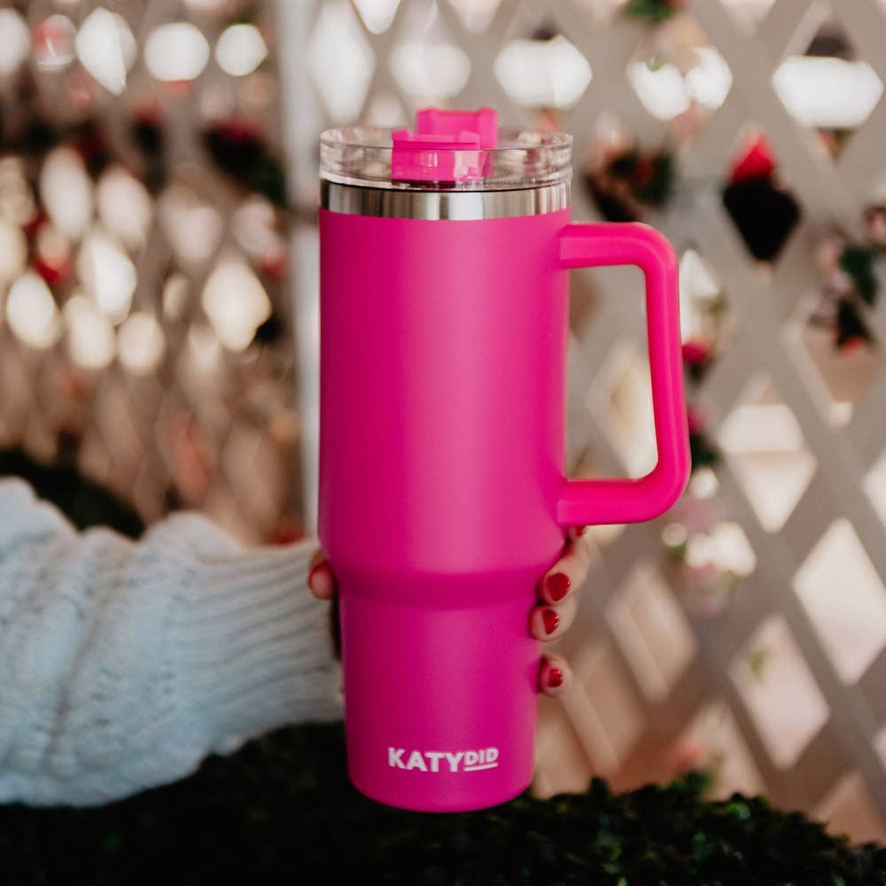 Hot Pink 40 Oz Tumbler Cup with Handle Core Katydid