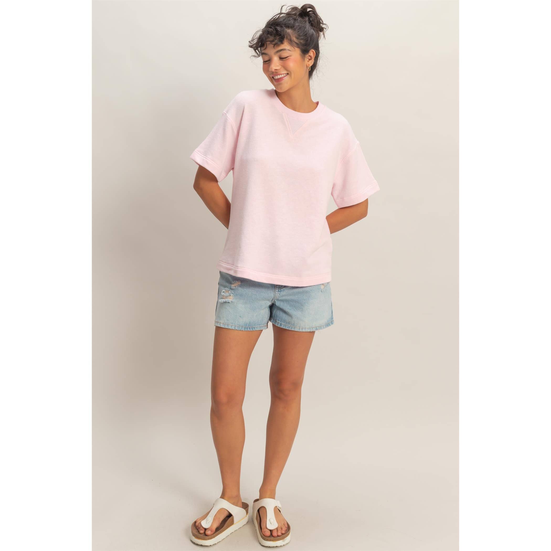 Crew Neck Short Sleeve Top