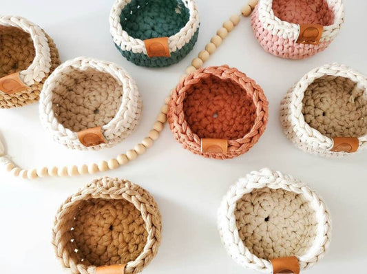 Mini Baskets for Trinkets or Oils Fall-Winter Lilly Bird Crochet