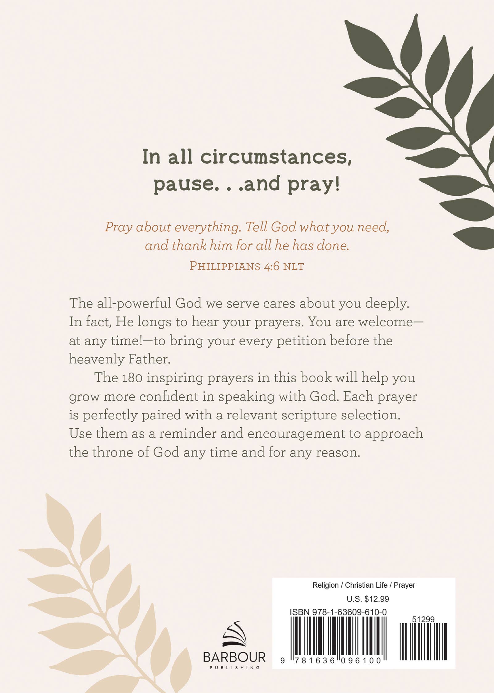 Pause and Pray :180 Encouraging Devotional Prayers for Women Core Barbour Publishing, Inc.