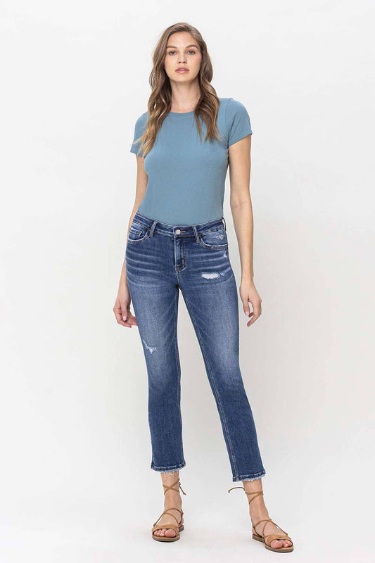 MID RISE CROP SLIM STRAIGHT JEANS Spring-Summer Lovervet by VERVET