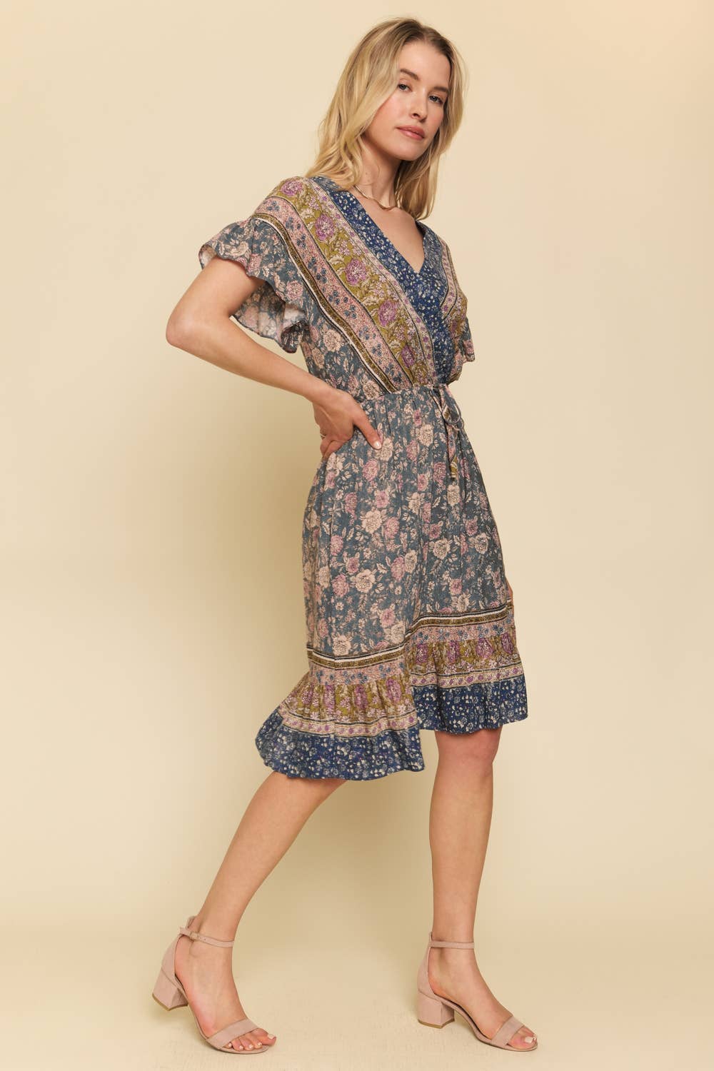 Ruffled Border Print Dress Spring-Summer Mystree