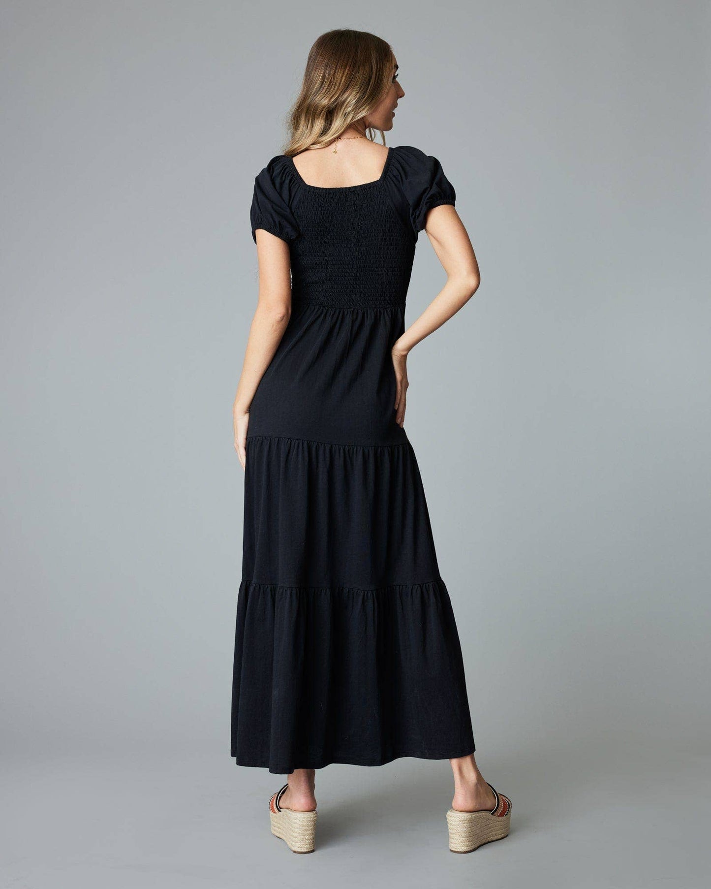 Jade Tiered Maxi: Black Beauty Spring-Summer Downeast