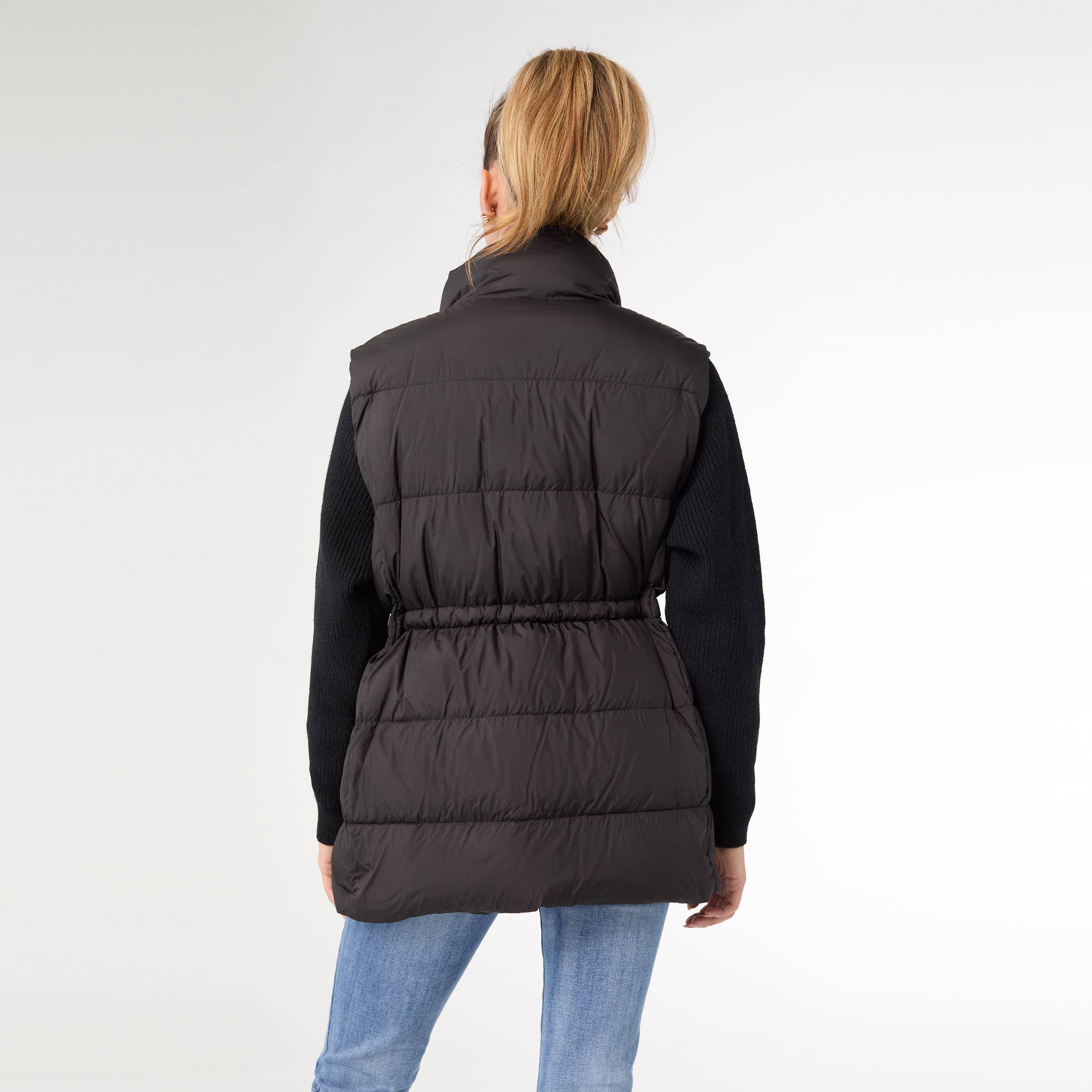 Puffer Jacket | Claire Down Puffer Jacket with Knit Sleeve for Fall