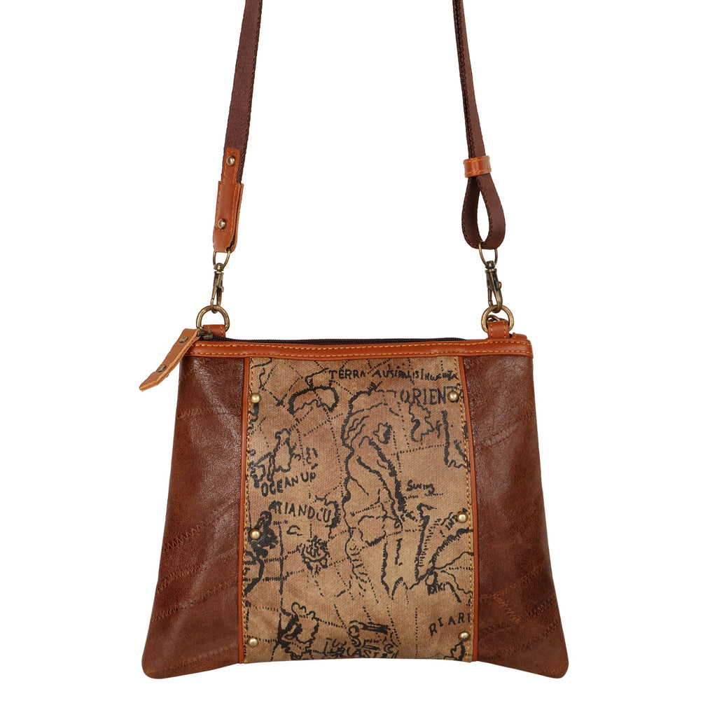 Vaan & Co. - Noa Angled Crossbody Bag - Upcycled Leather & Canvas