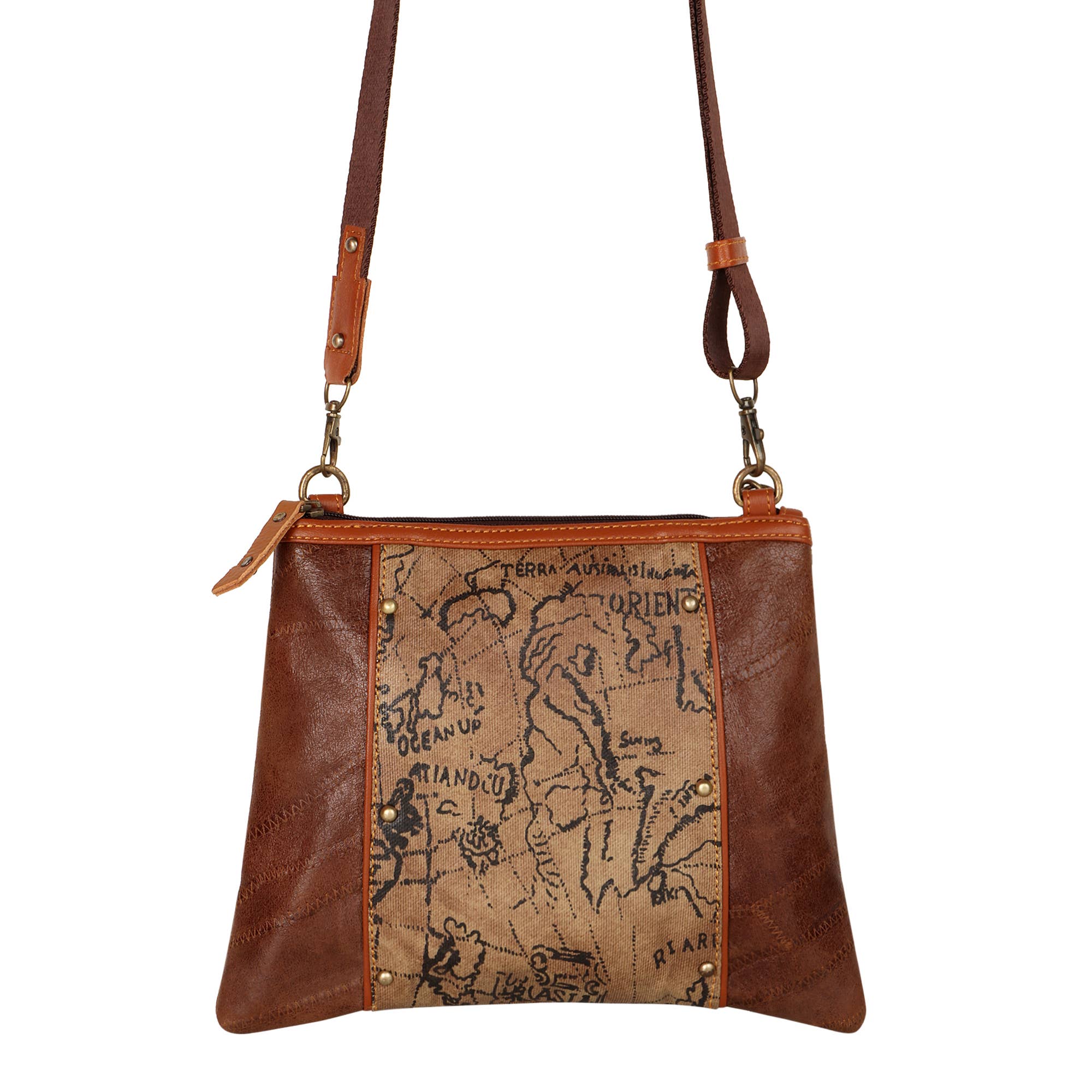 Vaan & Co. - Noa Angled Crossbody Bag - Upcycled Leather & Canvas