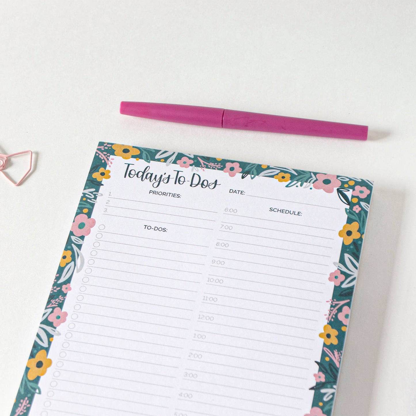 6x9 Timed Daily Planning Pad, Choose Design: Garden Blooms Core bloom daily planners