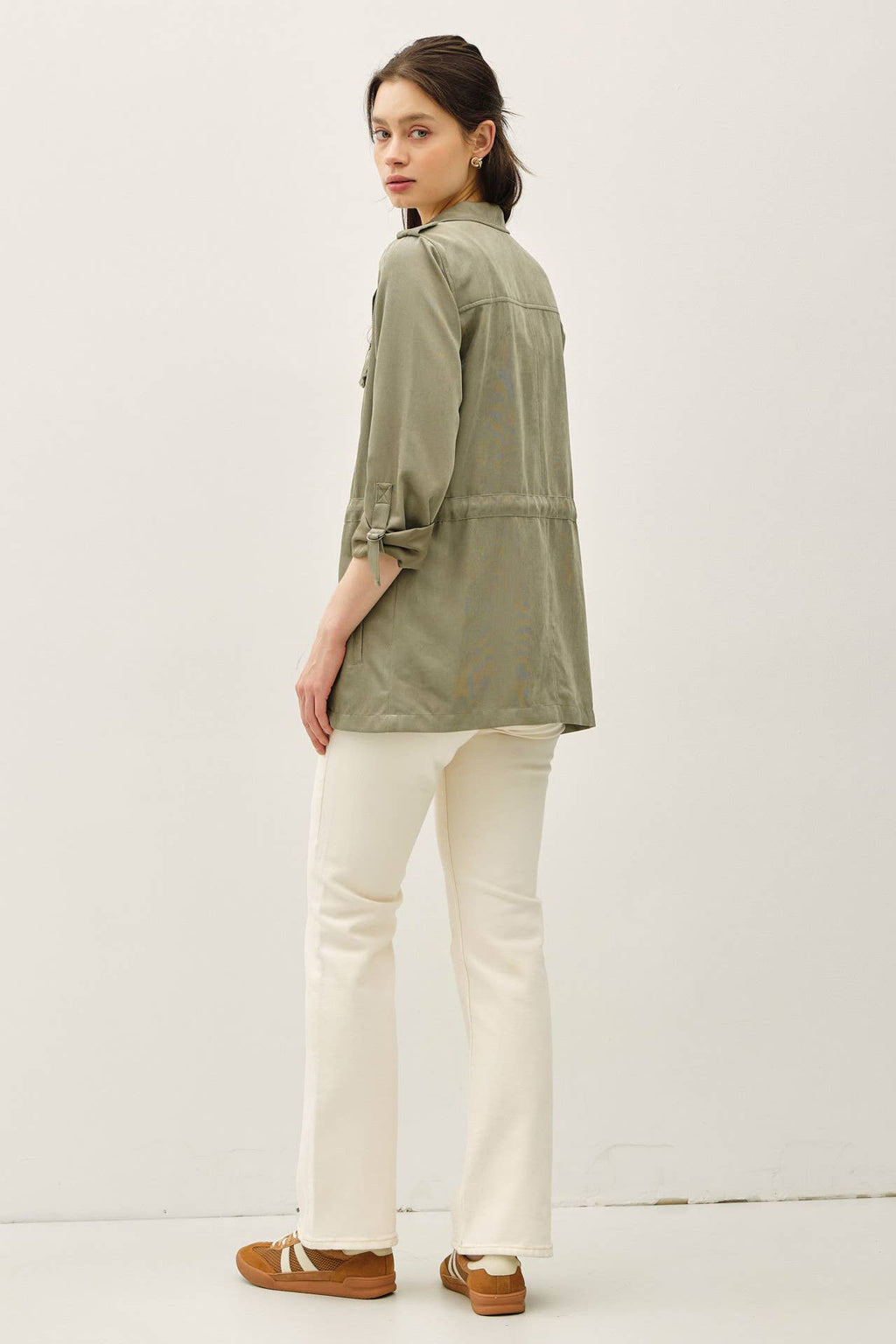 CINCHED WAIST SAFARI CARGO UTILITY JACKET