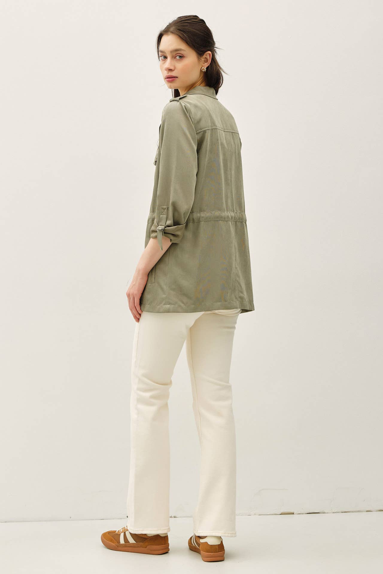 CINCHED WAIST SAFARI CARGO UTILITY JACKET