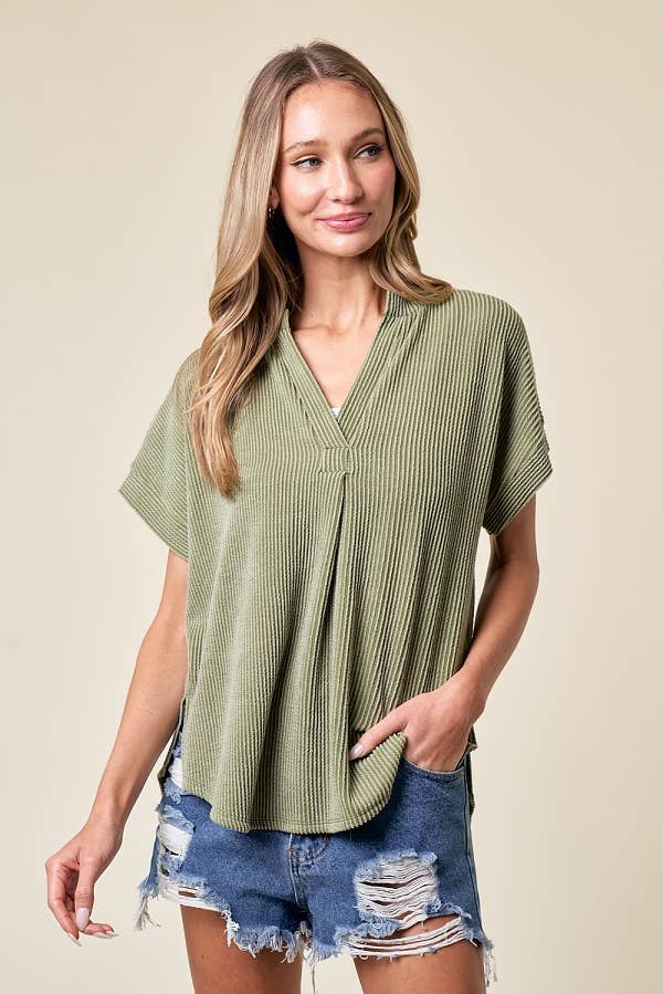Olive Aleah Rib Top Spring-Summer lovely melody