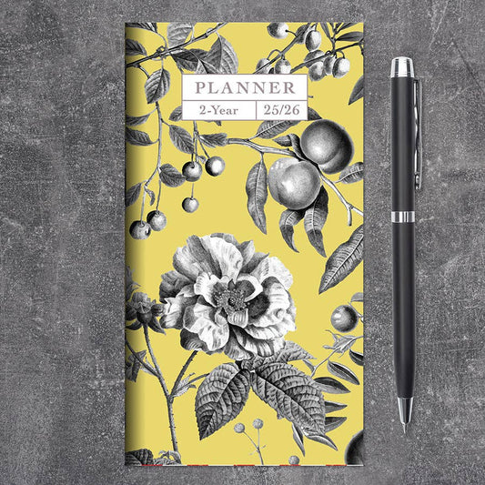 2025-2026 Yellow Botanical Small Monthly Pocket Planner Core TF Publishing - Paper Goods