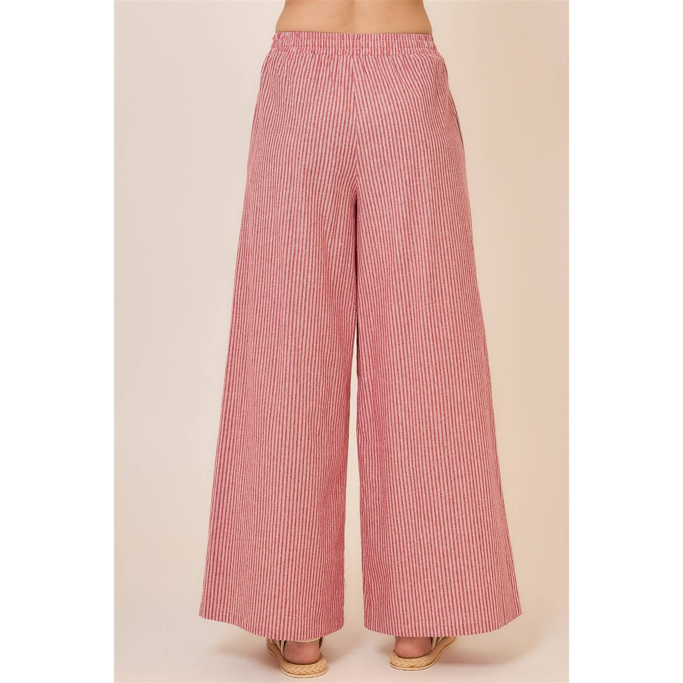 Cozy Casual, Inc. - Pinstripe Wide Leg Pants with Drawstring
