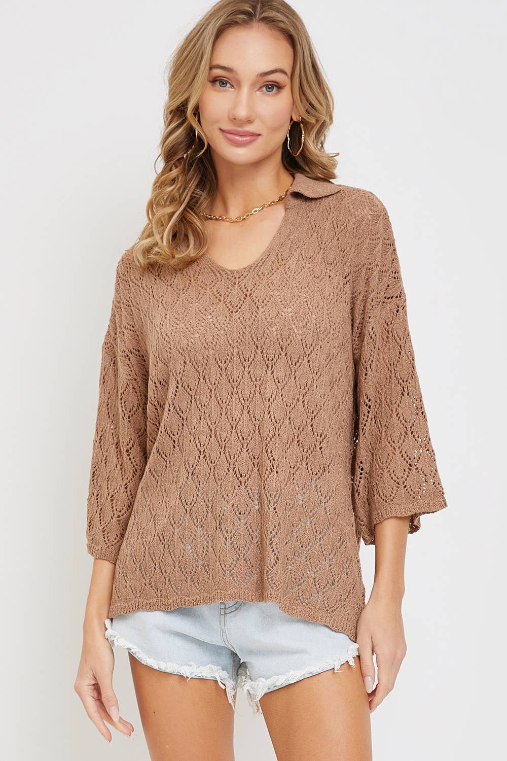 LIGHTWEIGHT KNIT SWEATER  TOP IN NUDE Spring-Summer Sweet Lovely by Jen