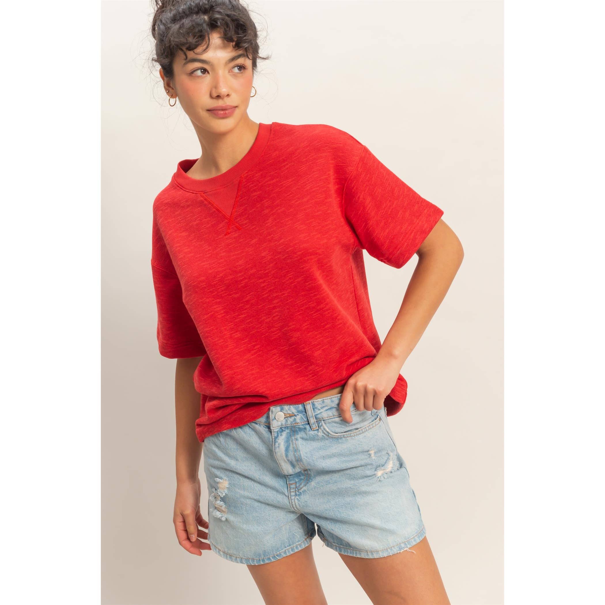 Crew Neck Short Sleeve Top