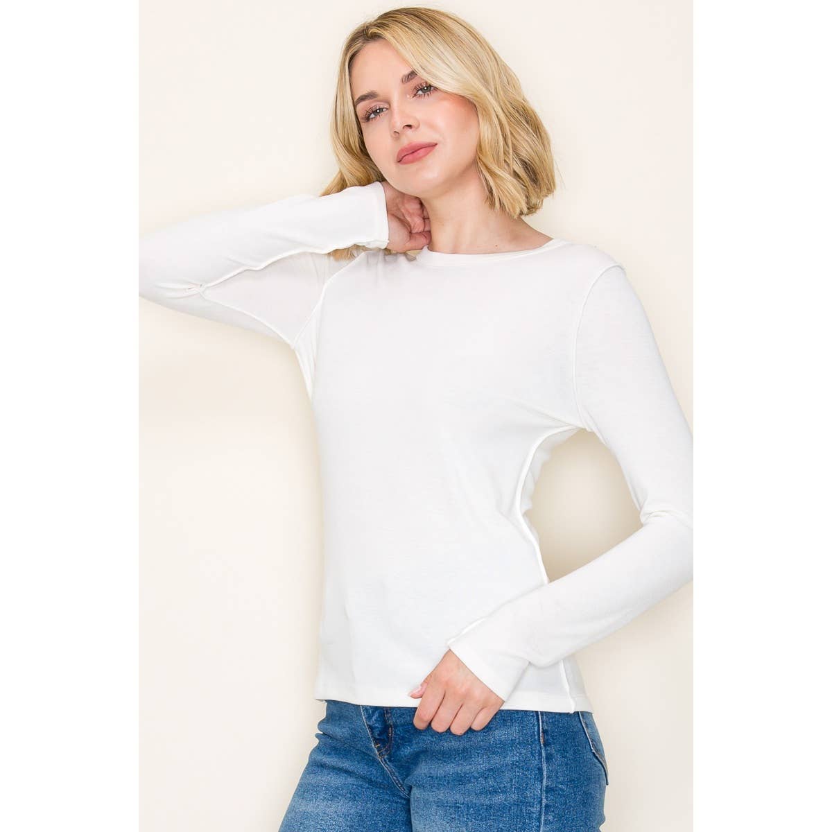 STACCATO - OUT SEAM DETAILED BASIC JERSEY TOP STACCATO