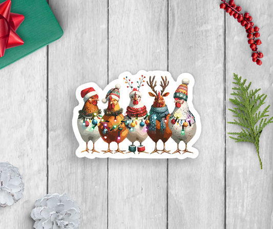 Holiday Chickens Vinyl Sticker Core Expression Design Co